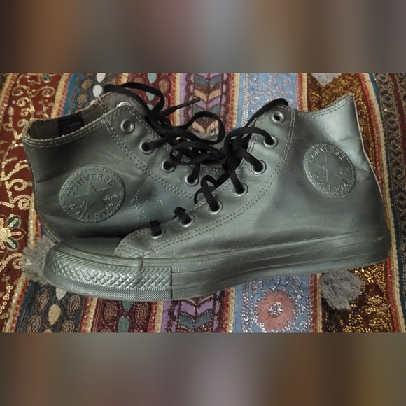 Converse CTAS Metallic Silver Rubber Hi-Tops - Picture 3 of 6